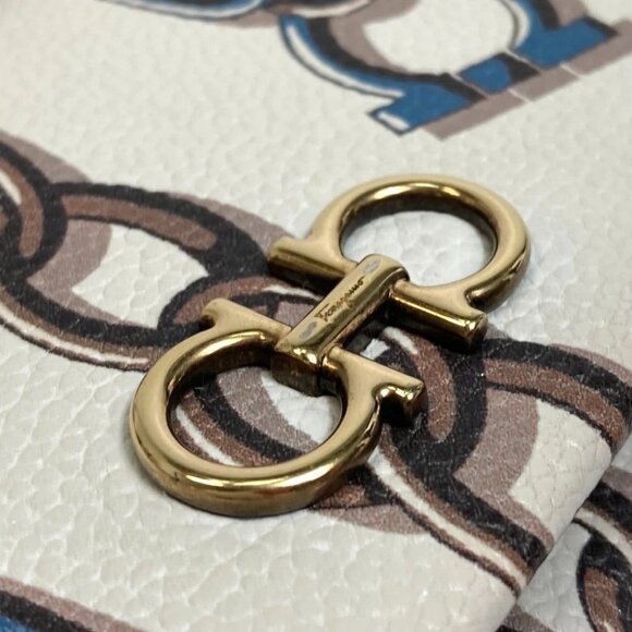 Salvatore Ferragamo Gancini 2WAY Shoulder Bag Hand Bag Leather White - Picture 5 of 16